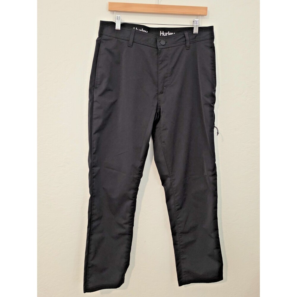 Hurley Men’s Black Jet Set Tach Pants Size 34x32 Size Zipper Pocket Straight Leg